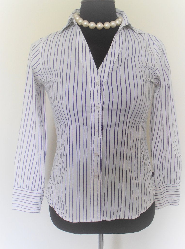 Bien Bleu - prachtige wit paarse zomer blouse - 40, Maat 38/40 (M), Verzenden, Paars, Zo goed als nieuw