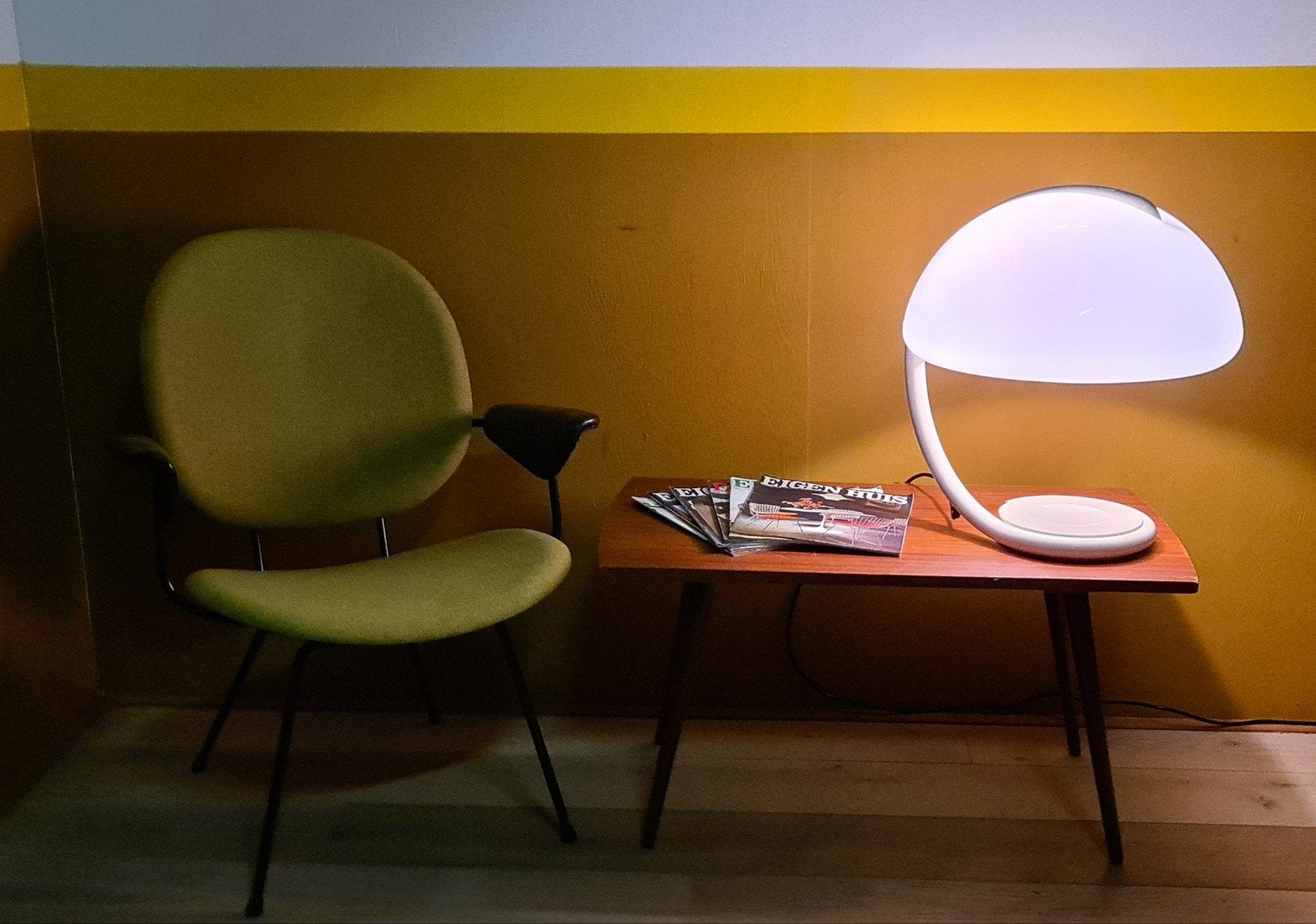 Vintage, design tafellamp. Elio Martinelli Luce. Serpente, Ophalen, Martinelli Luce