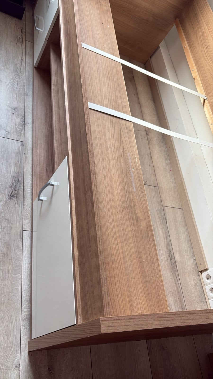 Houten bed met  opbergruimte - 90x200 cm, Ophalen, 90 cm, Eenpersoons, Bruin
