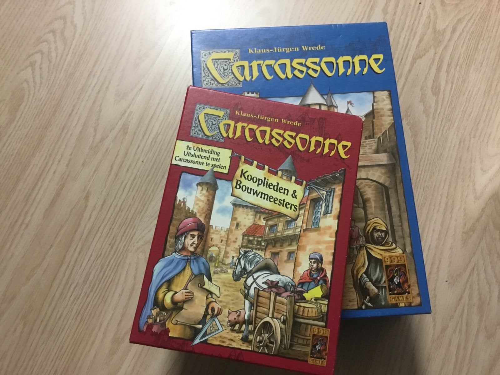 Carcassonne basisspel + uitbreiding Koopl. & Bouwmeesters, Een of twee spelers, Ophalen of Verzenden, Nieuw