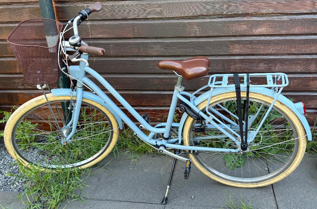 ELOPS Stadsfiets 520 laag frame licht blauw, Fietsen en Brommers, Fietsen | Meisjes, Gebruikt, Versnellingen, Elops, Ophalen