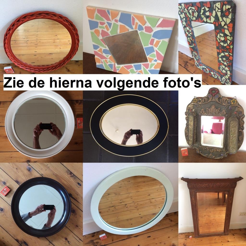 Diverse spiegels spiegel rond ovaal rechthoekig div. kleuren, Minder dan 50 cm, 100 tot 150 cm, Ophalen of Verzenden, Zo goed als nieuw