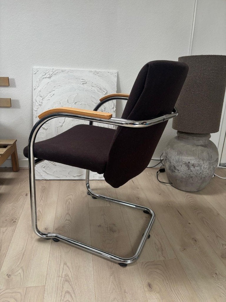 Japandi retro design style eettafel stoel, Ophalen, Gebruikt, Japandi retro design, Bruin