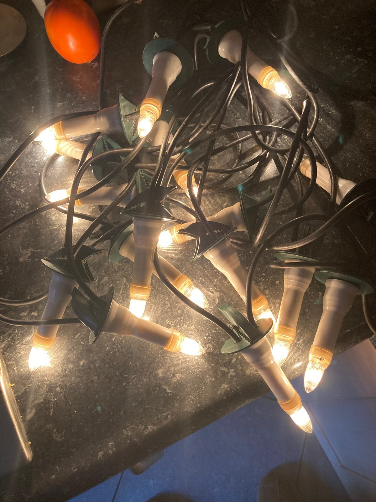 16 st nostalgische kerstverlichting 8 cm hoge kaarsjes, Ophalen, Gebruikt