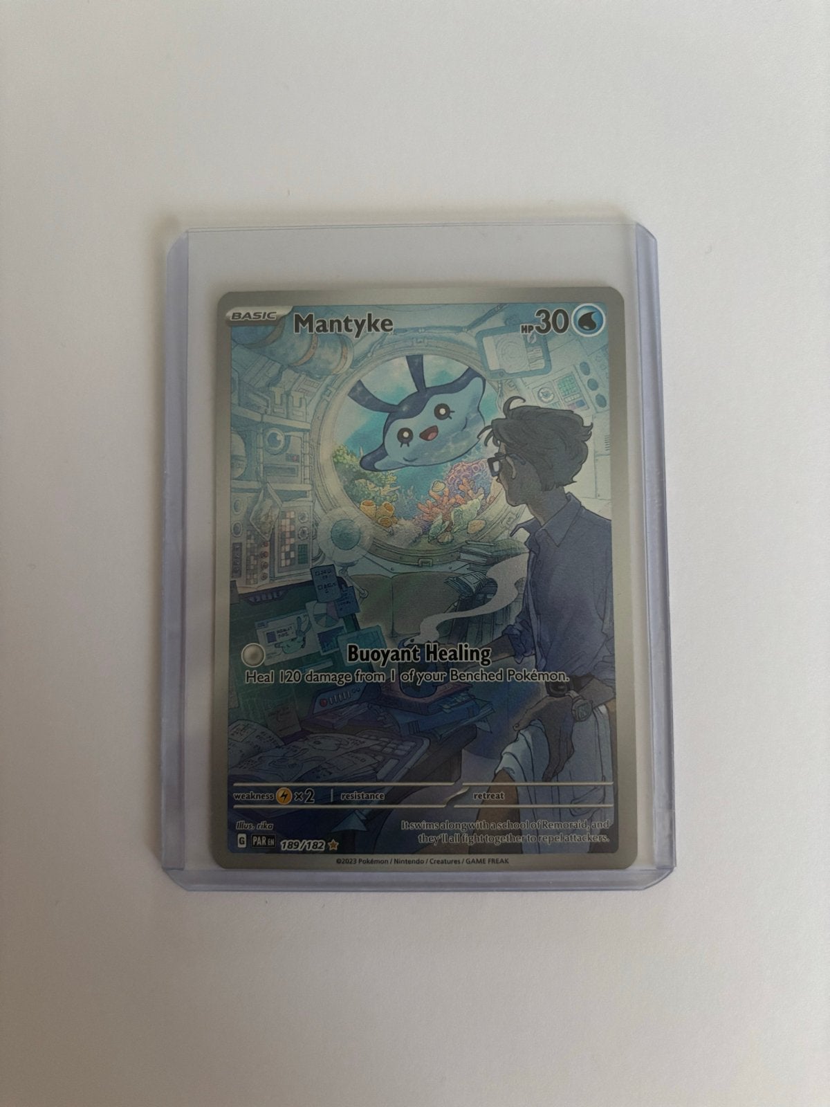 Mantyke 182/182 Full Art Pokémon Kaart, Ophalen of Verzenden, Zo goed als nieuw, Losse kaart