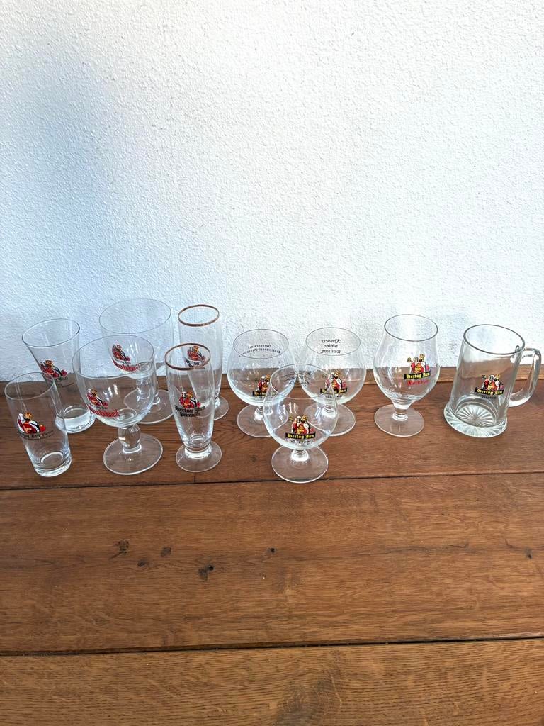 Prachtige set oude Hertog Jan glazen (11 stuks), Ophalen of Verzenden, Zo goed als nieuw, Bierglas