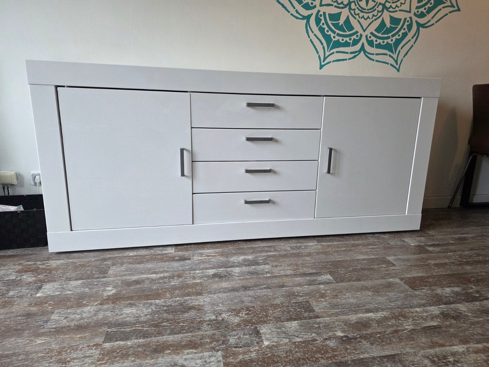 Strak wit dressoir met lades en deuren, Ophalen, Overige materialen, Gebruikt, Met lade(s)