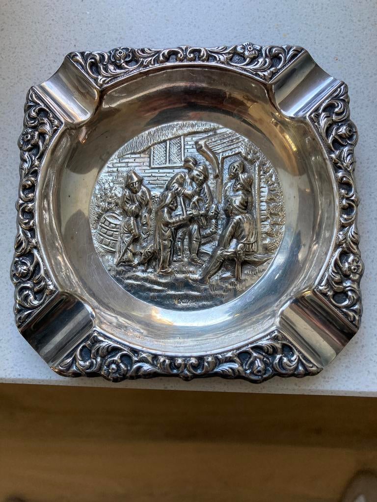 Verzilverde asbak, Antiek en Kunst, Ophalen of Verzenden, Zilver