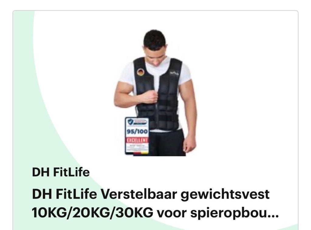DH FitLife Verstelbaar gewichtsvest 30 kg, Ophalen, Zo goed als nieuw, Overige typen