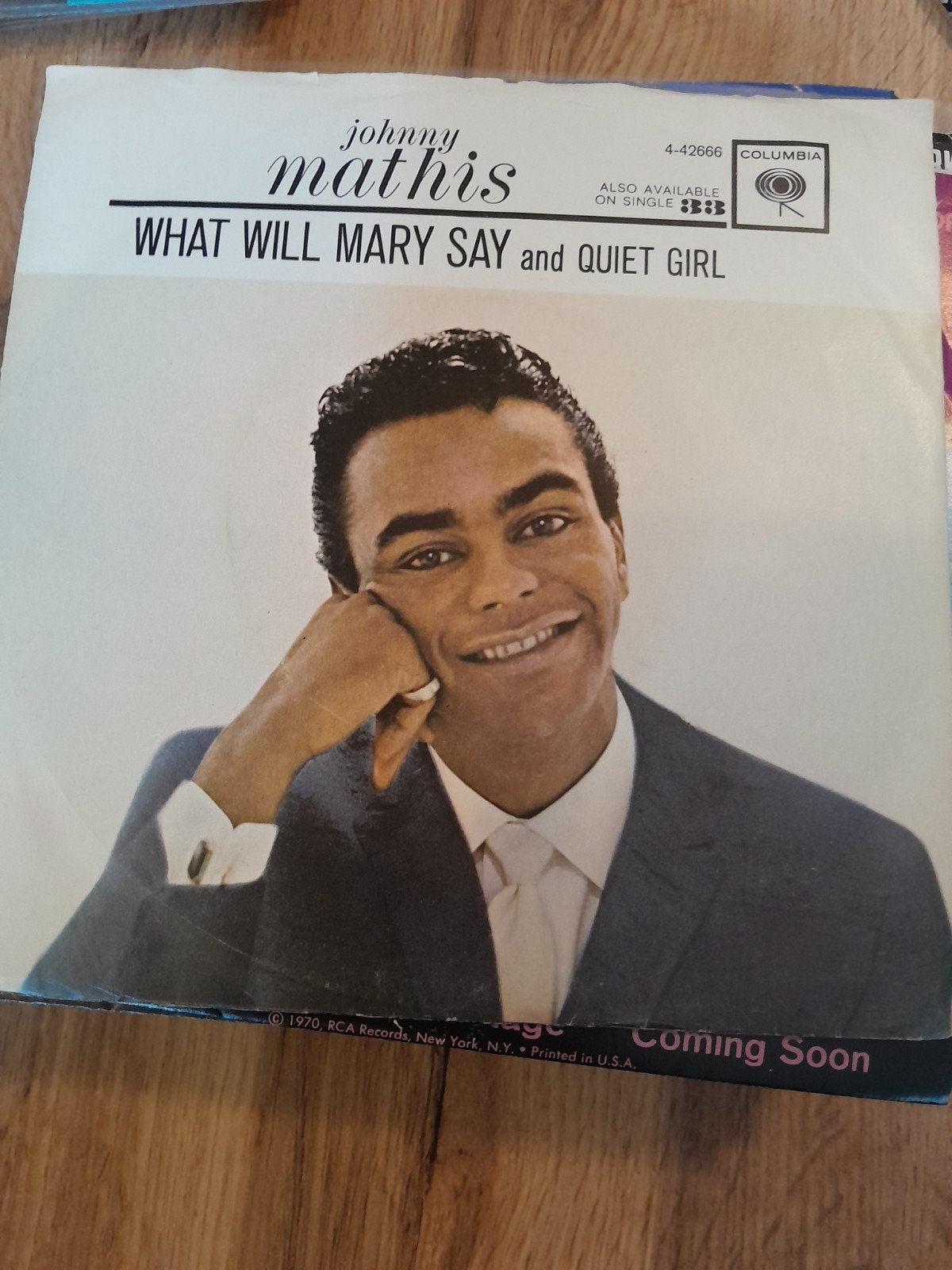 Johnny mathis 7inch what will mary say, Ophalen of Verzenden, Zo goed als nieuw, Pop