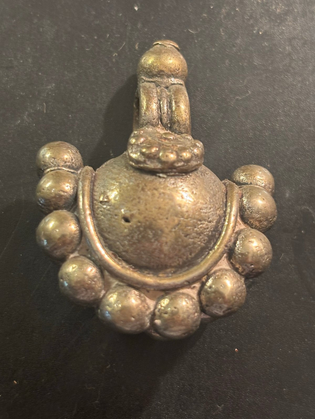 Vintage zilver kleurige hanger met belletje, 4 x 5 cm, Sieraden, Tassen en Uiterlijk, Ophalen of Verzenden, Brons, Hanger