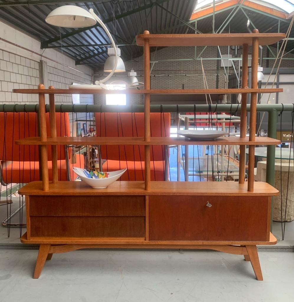 Vintage houten stokkenkast boekenkast retro kast, Ophalen, Gebruikt, 100 tot 150 cm, Onbekend
