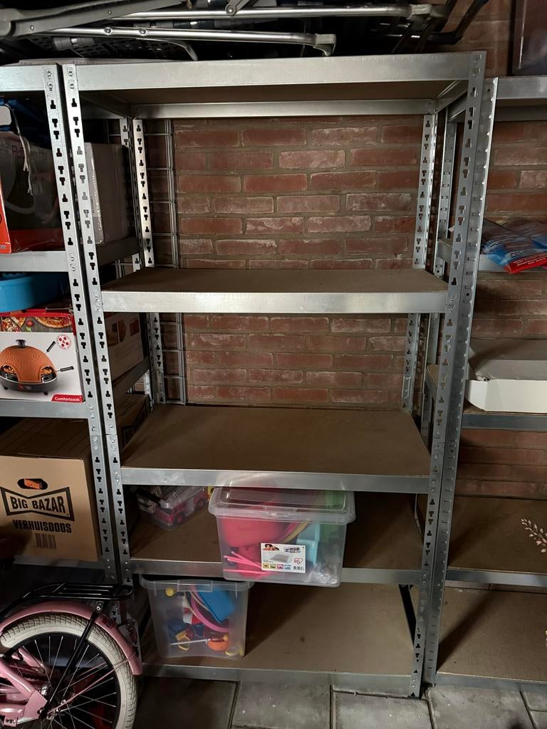 Metalen opbergrek 3 stuk met meerder planken, Ophalen, Gebruikt