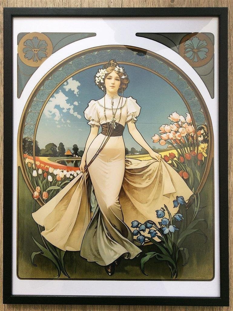 Uniek Alphonse Mucha Wereld Art Nouveau dag litho Poster 202, Verzamelen, Verzenden, Nieuw, A1 t/m A3, Film en Tv