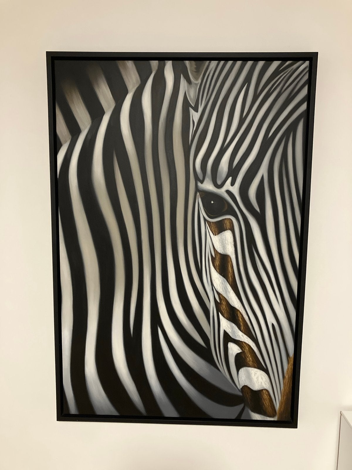 Zebra schilderij op canvas in baklijst - 125x85 cm, Ophalen