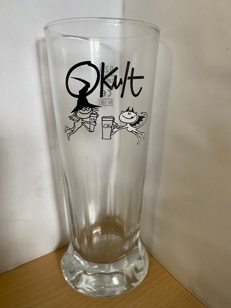 Okult bierglas 25cl Luxemburgs bier, Ophalen of Verzenden, Zo goed als nieuw, Glas of Glazen, Overige merken