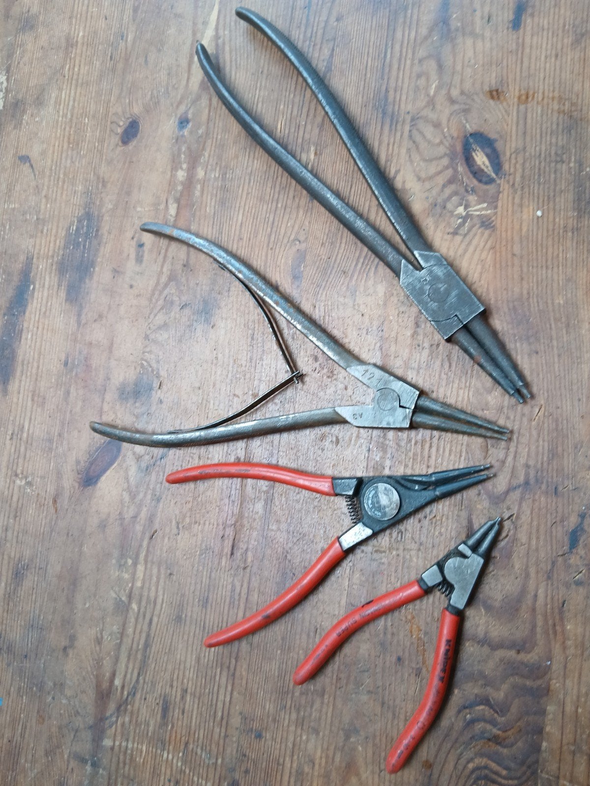 Segeringentang circlip seger ring tang 4 stuks, Ophalen of Verzenden