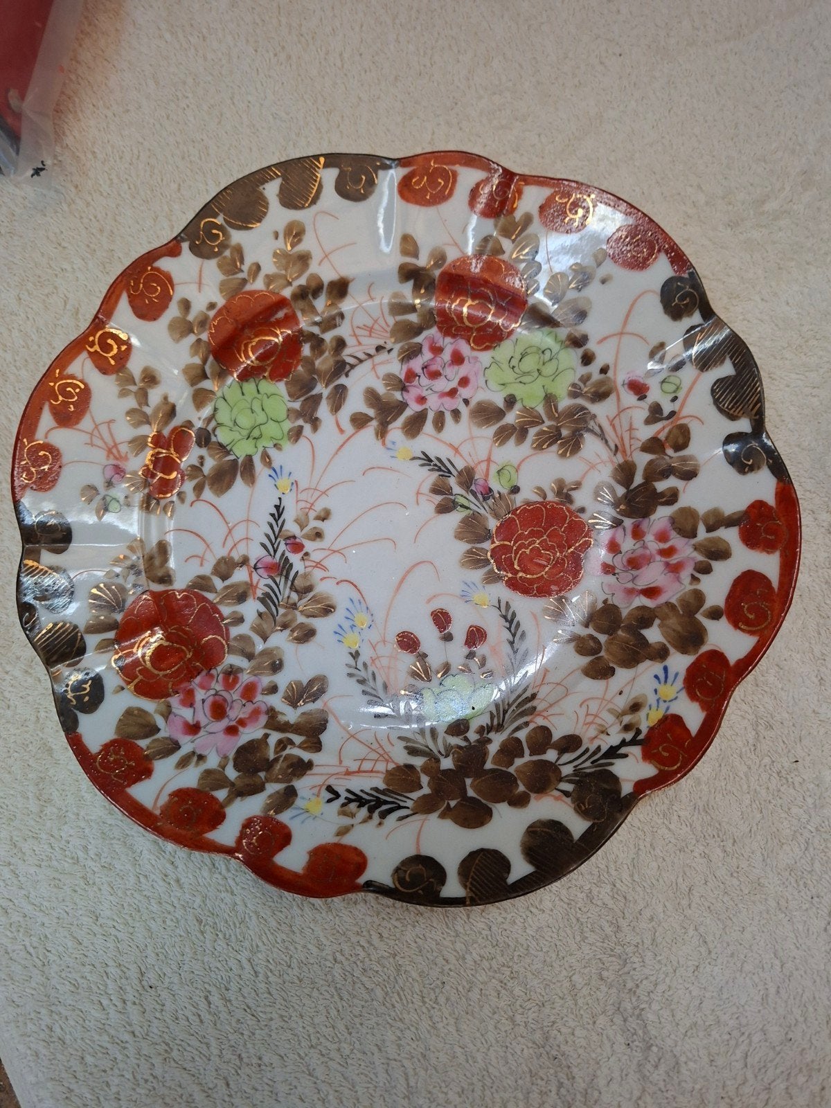 Antiek Japans Imari Porseleinen Schaal met Bloemen, Antiek en Kunst, Ophalen