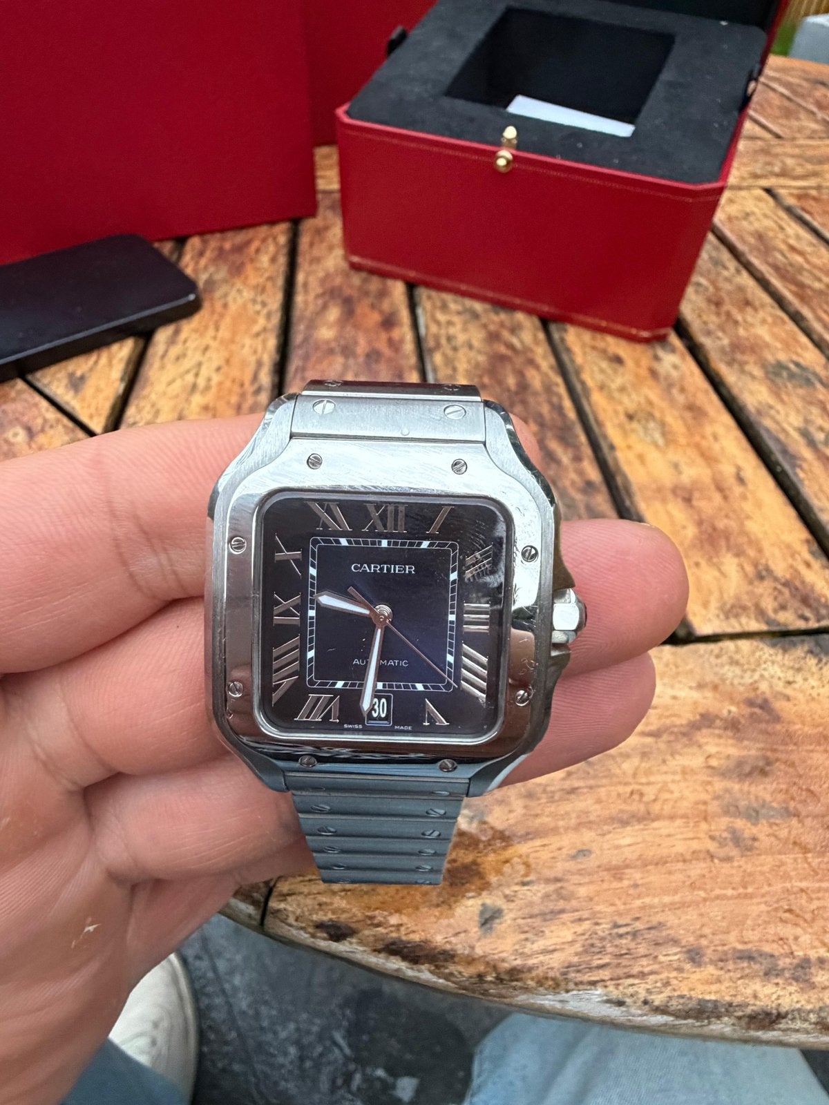 Cartier Santos WSSA 0030 39,8mm, Staal, Staal, Polshorloge, Zo goed als nieuw