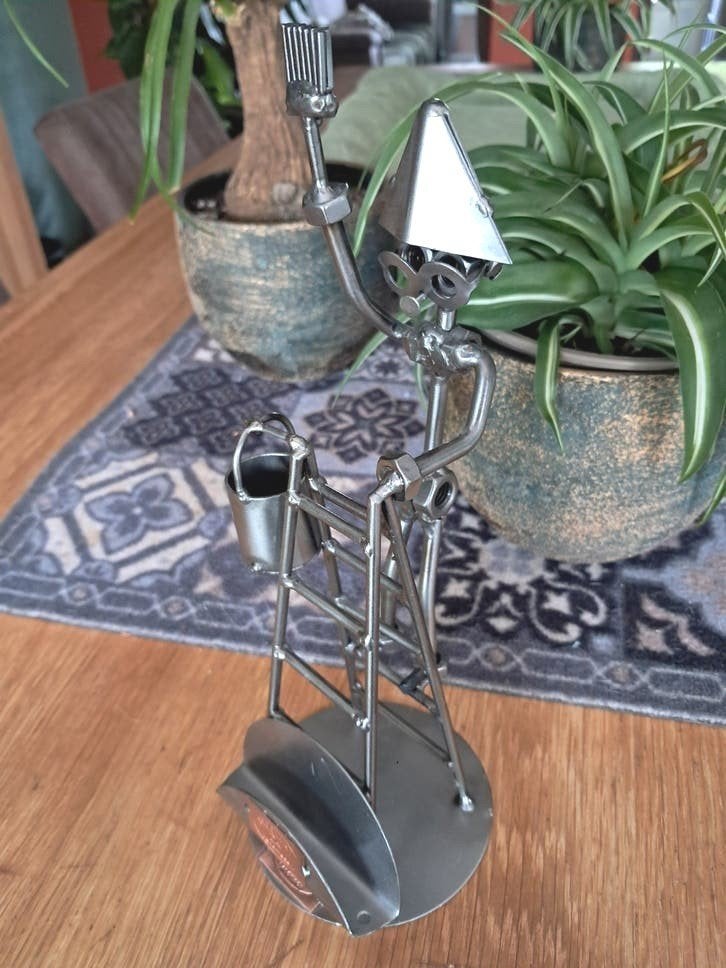ijzeren moerenbeeldje schilder van STEELMAN 27.5 cm hoog, Verzamelen, Beelden en Beeldjes, Ophalen, Gebruikt, Overige typen