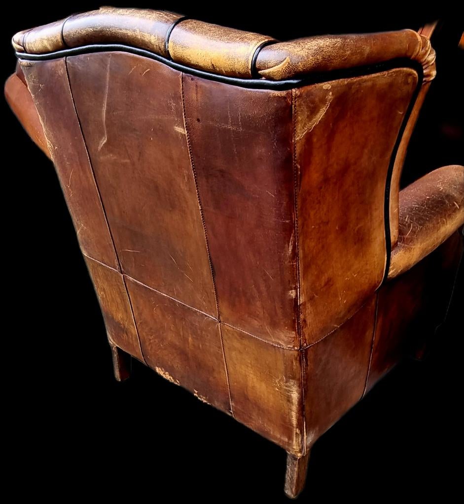 2x Schapenleren Oorfauteuil + BEZORGING GRATIS, Gebruikt, Onbekend, Ophalen of Verzenden, Klassiek, Vintage