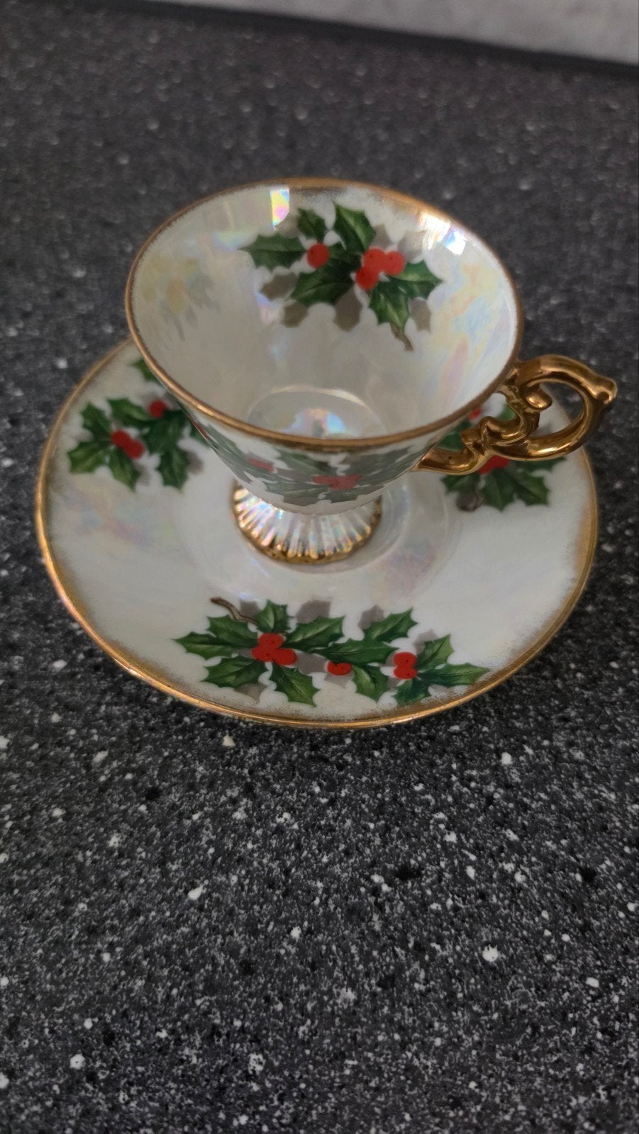 Kerst theekopje met schotel - Hulst design, Ophalen of Verzenden