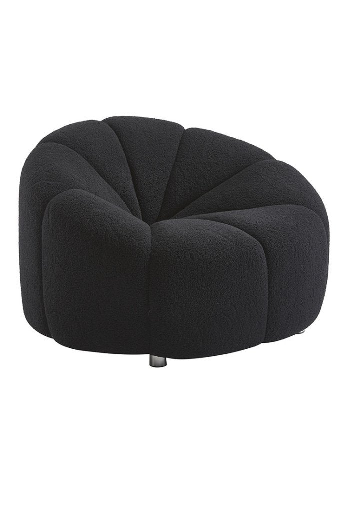 OHNO Alpha Mirabel - Ronde Teddy Fauteuil - Zwart, Niet ingevuld, Hout, Niet ingevuld, Nieuw