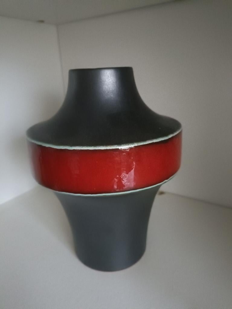Vintage Carstens Tönnieshof UFO Vaas - Rood/Grijs/Zwart, Ophalen of Verzenden
