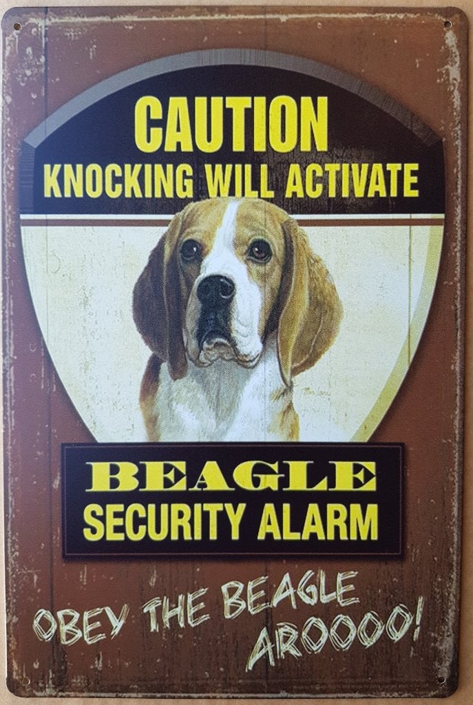 Beagle security service hond reclamebord van metaal wandbord