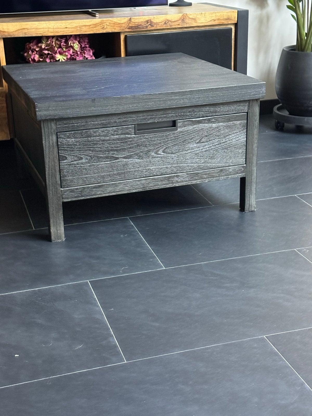 Zwarte mango salontafels, Ophalen, 50 tot 100 cm, Rond, Zo goed als nieuw