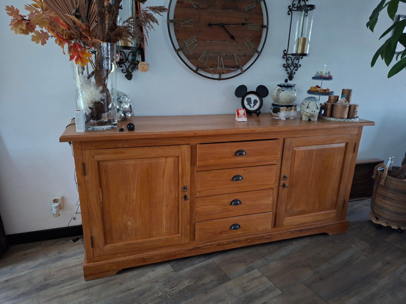 Teakhouten dressoir, Huis en Inrichting, Ophalen, Met deur(en), Teakhout, Zo goed als nieuw