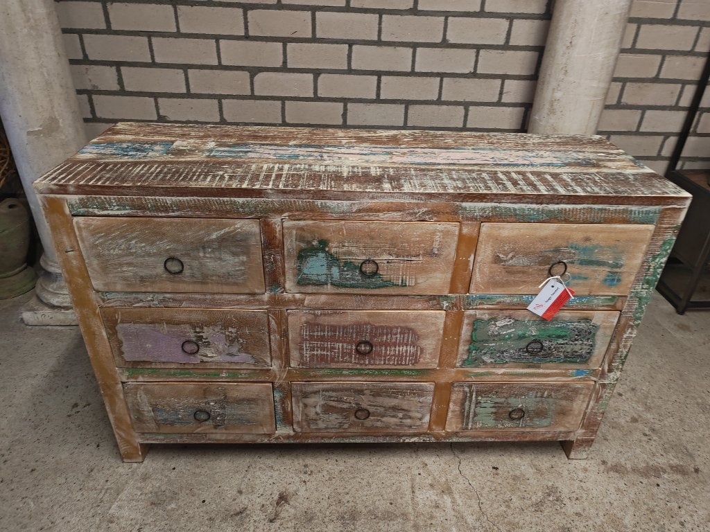 Grote Ladekast India / Ibiza Stijl, Ophalen, 100 tot 150 cm, 5 laden of meer, Zo goed als nieuw