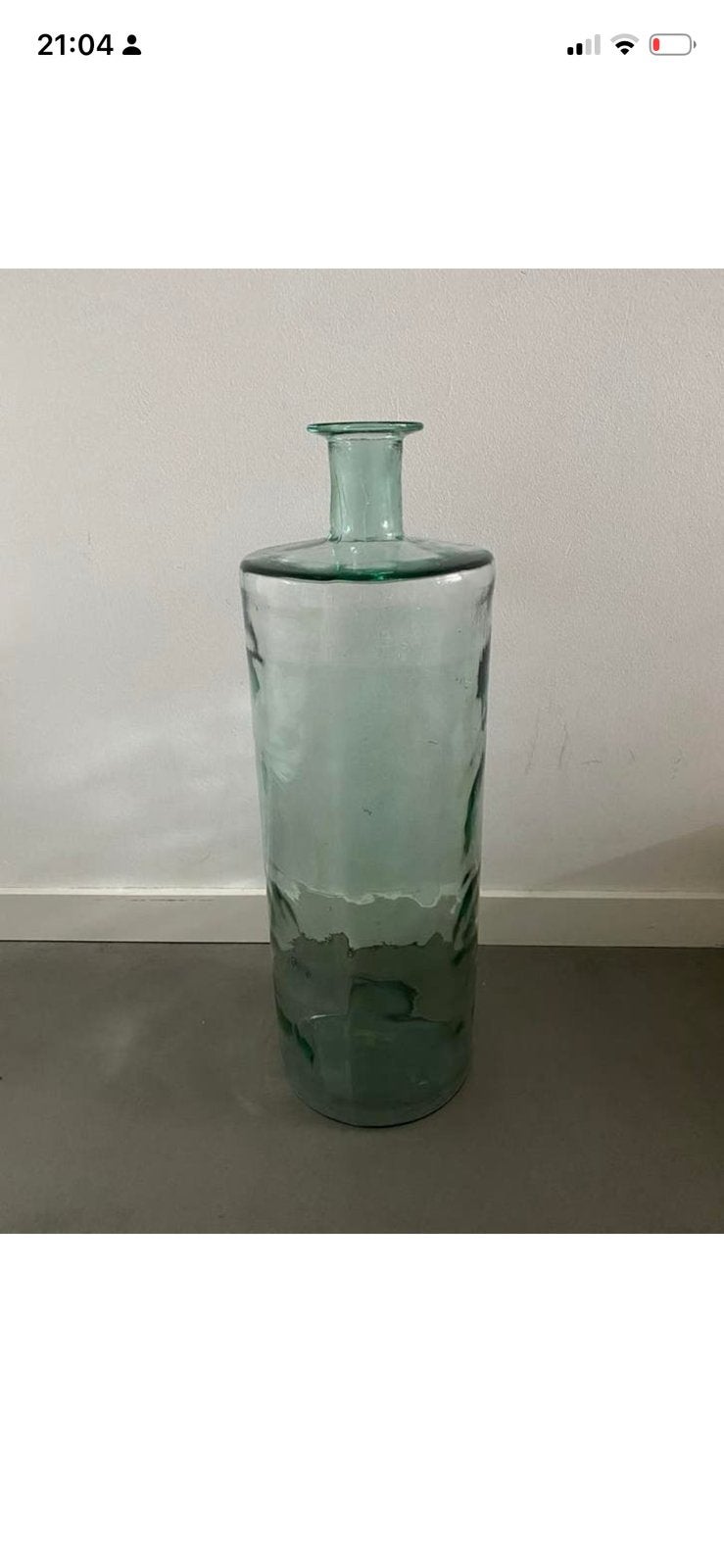 Grote lichtgroene doorzichtige vaas, Huis en Inrichting, Woonaccessoires | Vazen, Ophalen, 75 cm of meer, Groen, Glas