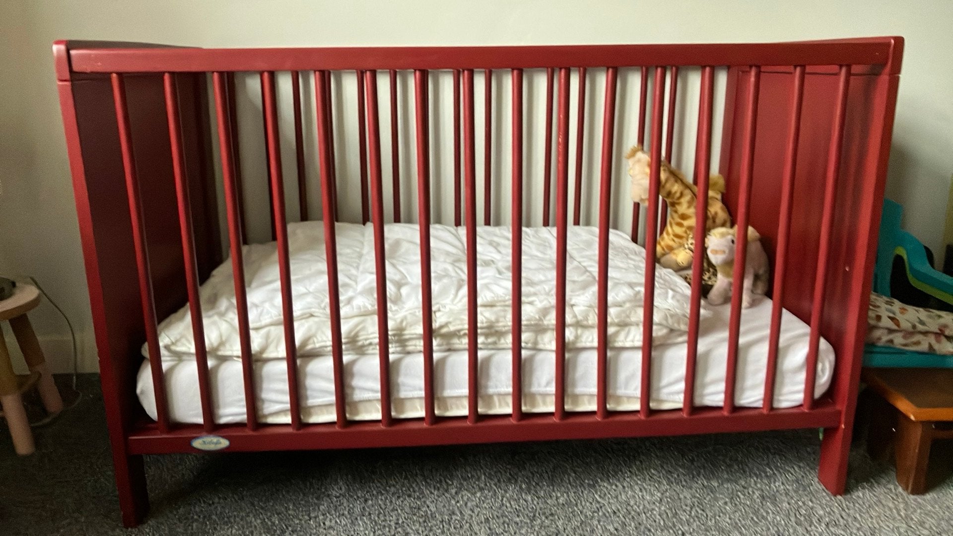 Rood kinderledikant met commode, Ophalen, Gebruikt, Ledikant