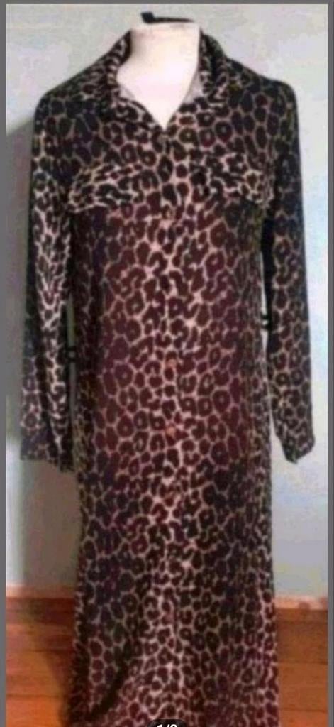 Tijgerprint lang jurk, Kleding | Dames, Jurken, Maat 38/40 (M), Bruin, Ophalen of Verzenden, Zo goed als nieuw