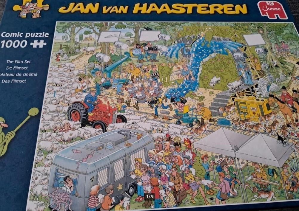 Jan van Haasteren De Filmset, Ophalen of Verzenden, 500 t/m 1500 stukjes, Zo goed als nieuw, Legpuzzel