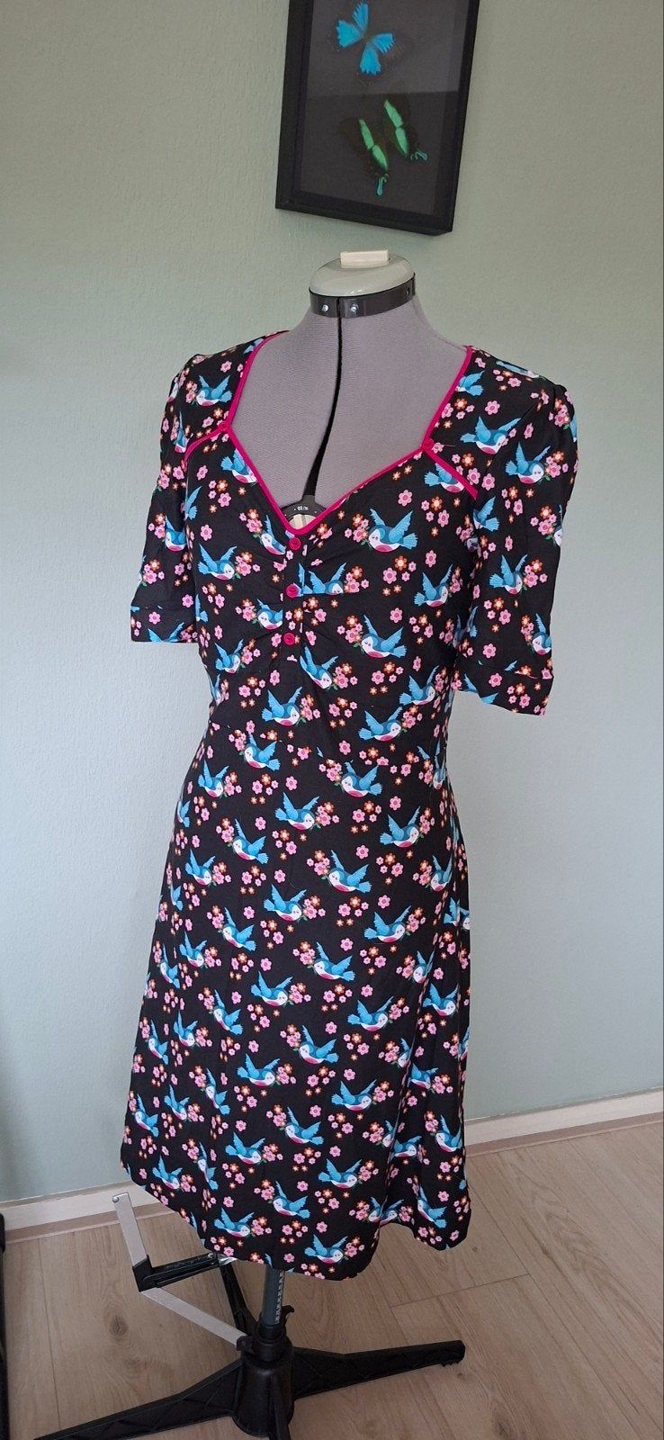 Tante Betsy jurk met vogelprint, maat XL, Kleding | Dames, Tante Betsy, Zwart, Maat 46/48 (XL) of groter, Nieuw