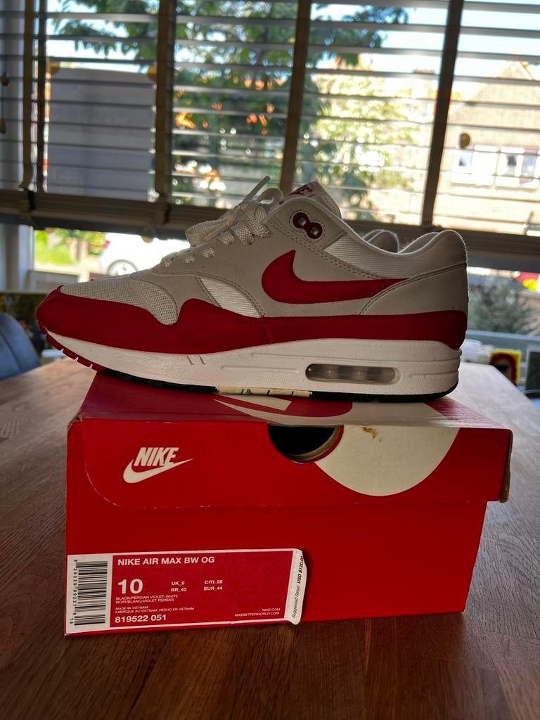 Nike Air Max 1 OG Anniversary Red - Maat 44, Overige kleuren, Ophalen of Verzenden, Sneakers of Gympen, Gedragen