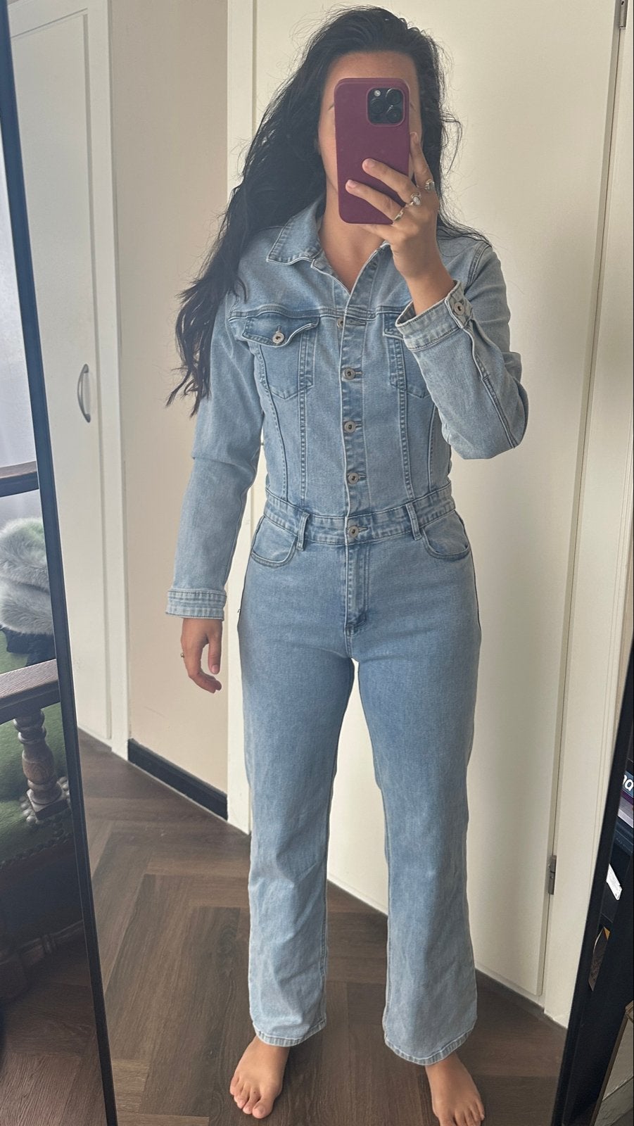 Jeans jumpsuit maat 38, lichtblauw, 1.68m, Kleding | Dames, Ophalen of Verzenden, Nieuw, Maat 38/40 (M), Blauw