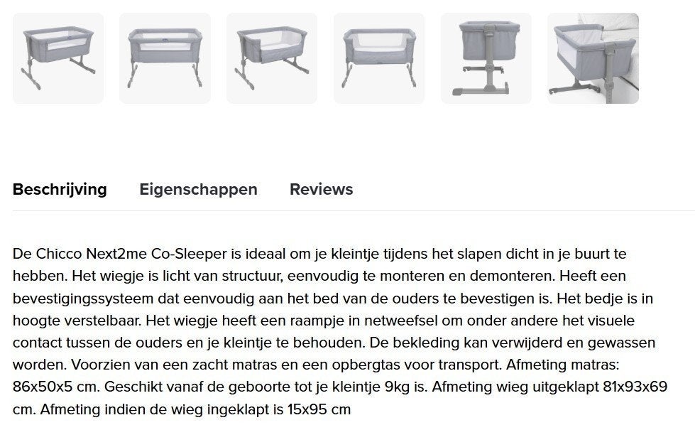 Co-Sleeper Baby merk Chicco, Ophalen, Nieuw, Wieg