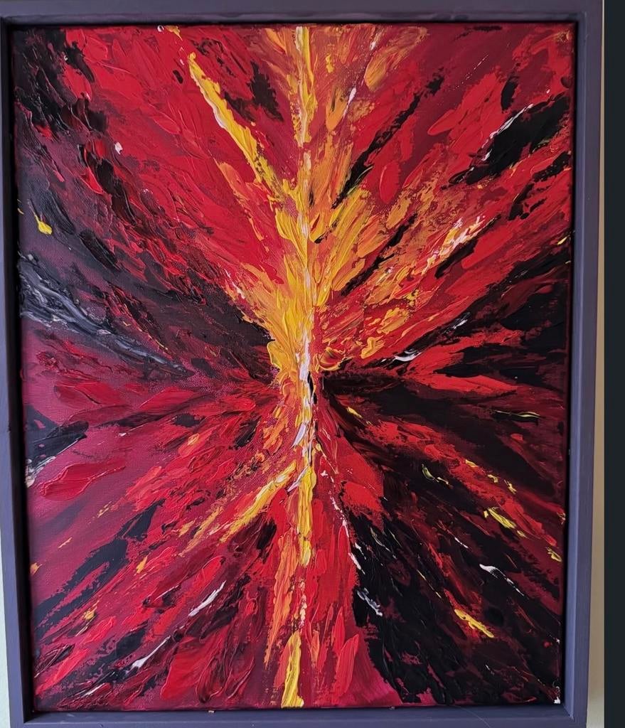 Abstract schilderij: Vuur en Vlam, Ophalen of Verzenden