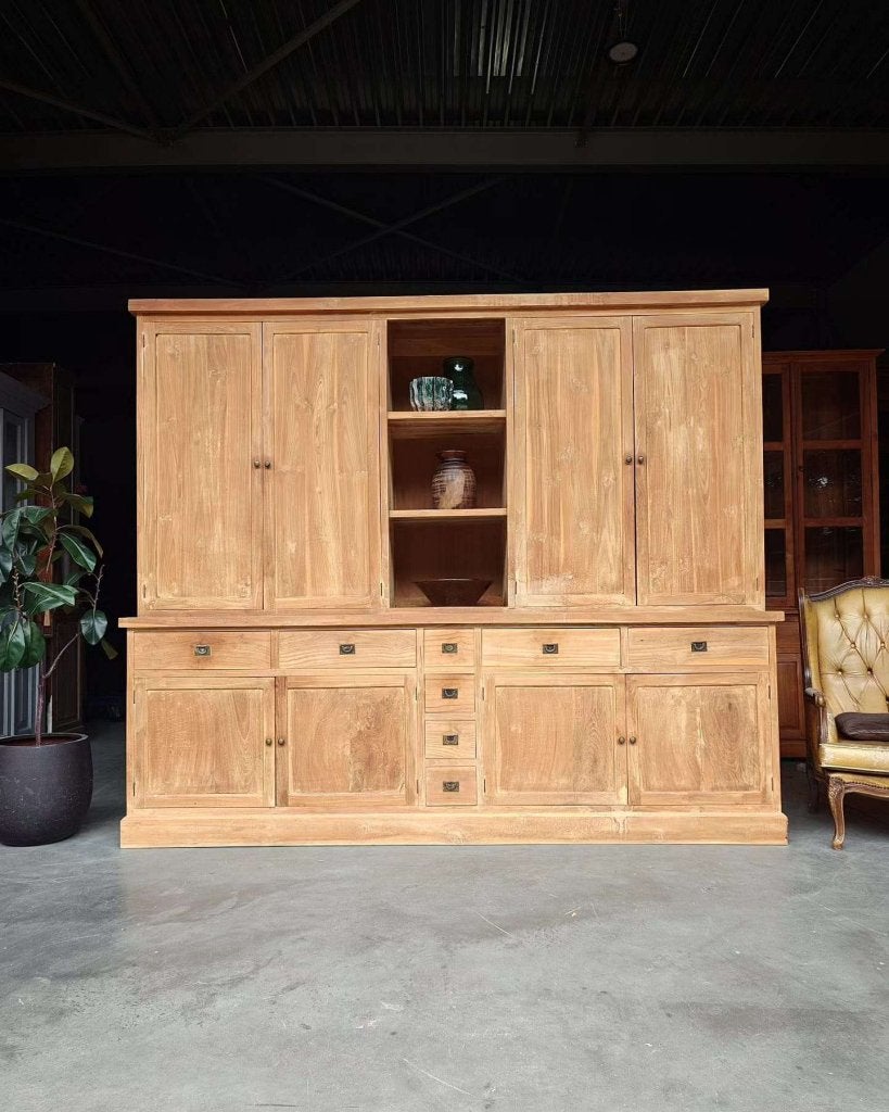 Bergruimte! teakhouten buffetkast | Wandkast teak #5463, Gebruikt, Met deur(en), -, 200 cm of meer