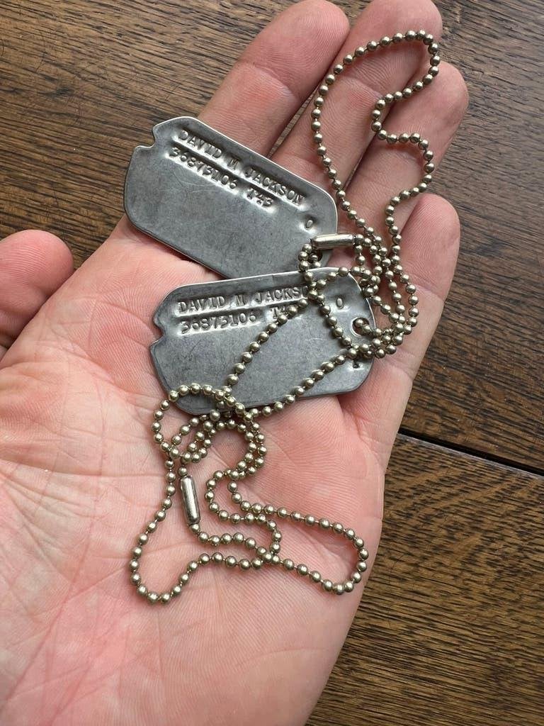 WO2 Amerikaans dog tag set niet onderzocht T43 protestant, Amerika, Verzenden, Embleem of Badge