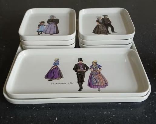 Villeroy en Boch klederdracht gebaksset 10- delig, Ophalen of Verzenden