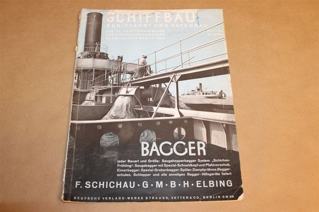 Schiffbau - Schiffahrt und Hafenbau - Bagger - 1932 !!, Verzamelen, Scheepvaart, Ophalen of Verzenden, Gebruikt, Kaart, Foto of Prent