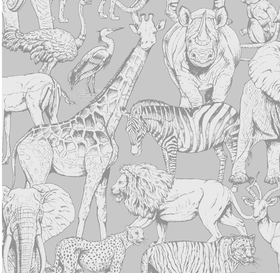 3 nieuwe rollen jungle vliesbehang, Huis en Inrichting, Stoffering | Behang, Ophalen of Verzenden, Minder dan 10 m², Grijs