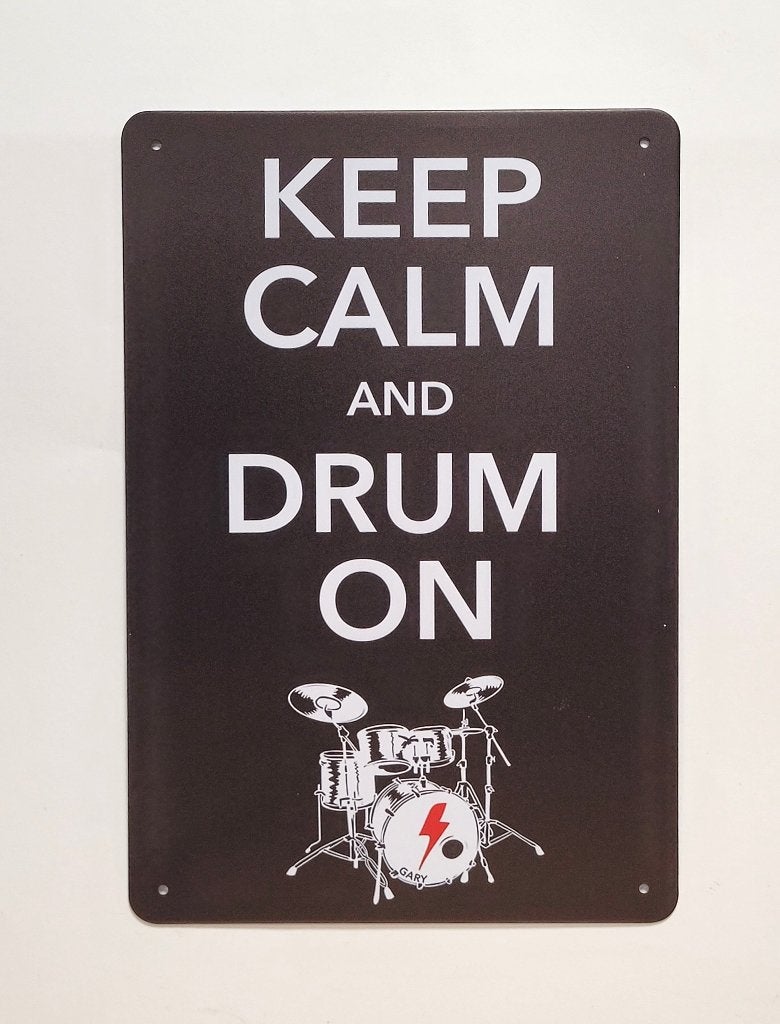 Keep calm and drum on drumstel reclamebord van metaal deco, Info@deconoord.nl, Deco Noord, Nieuw, Ophalen of Verzenden