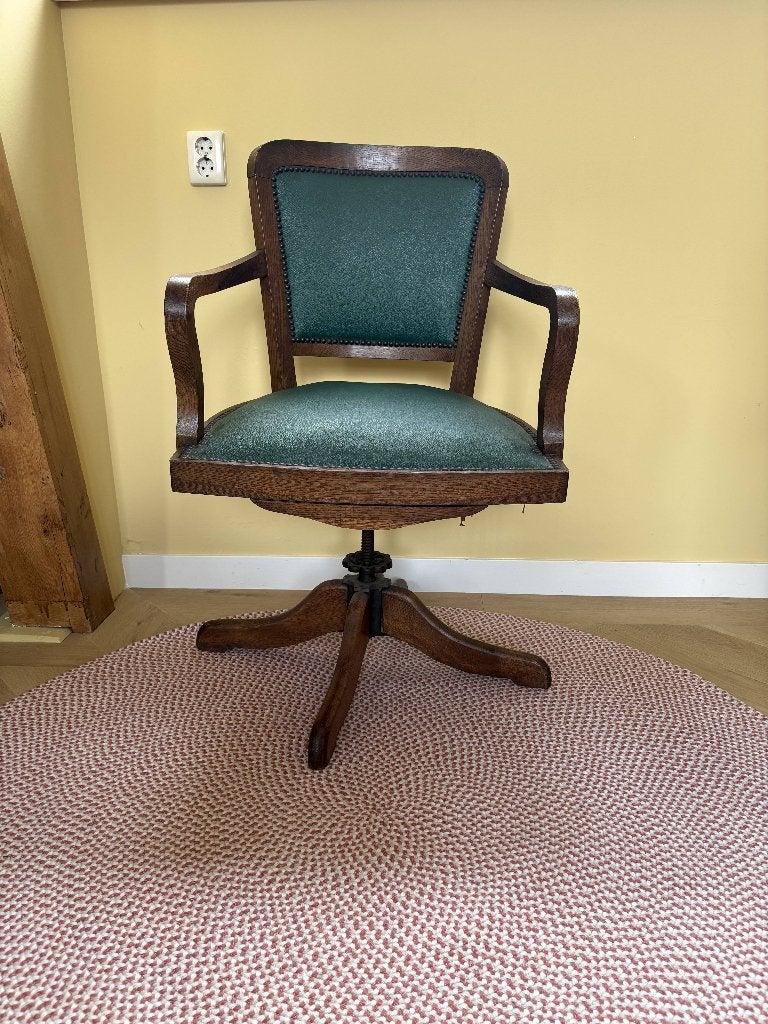 Vintage Bureaustoel - Opknapper voor de Handige Klusser, Huis en Inrichting, Bureaustoelen, Ophalen, Gebruikt, Groen, Bureaustoel