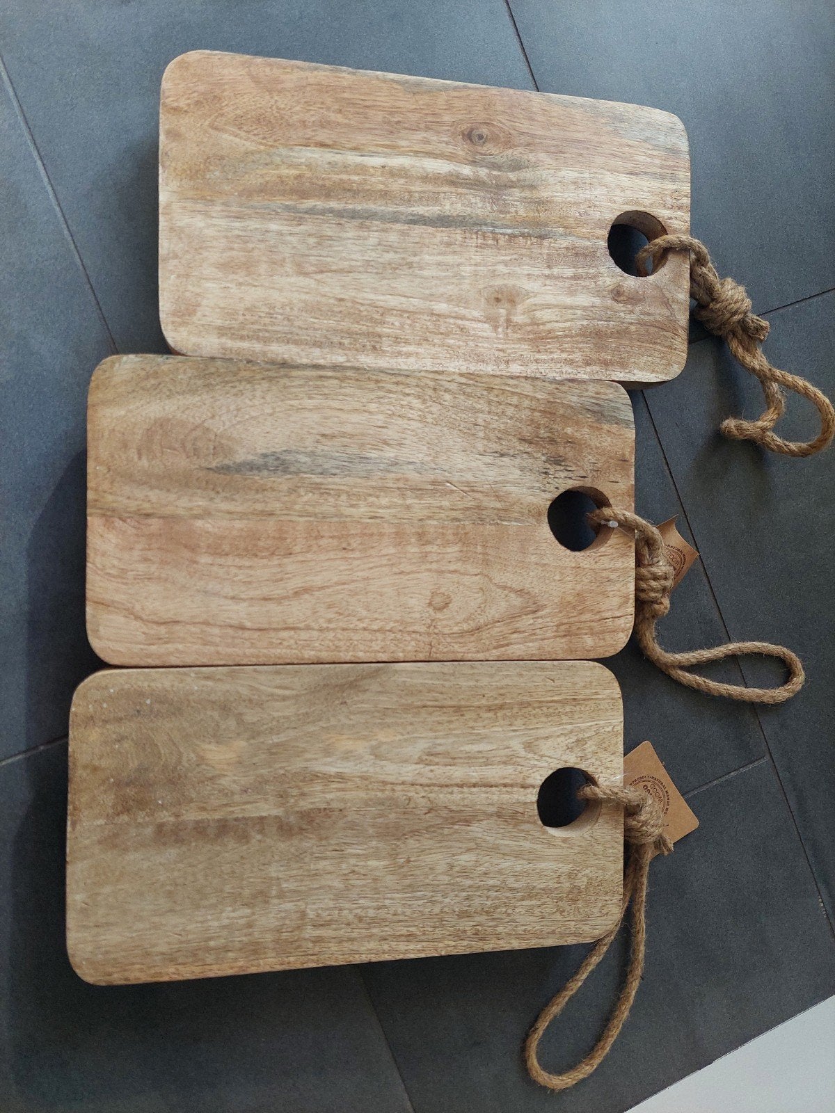 3 mangohouten serveerplanken, Huis en Inrichting, Woonaccessoires | Dienbladen, Ophalen, Nieuw, Rechthoekig, Hout