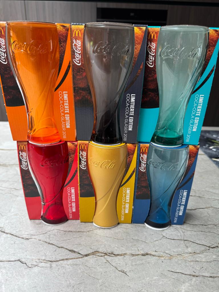 Complete set Coca-Cola glazen 2018 McDonald's - 6 stuks, Ophalen of Verzenden, Zo goed als nieuw